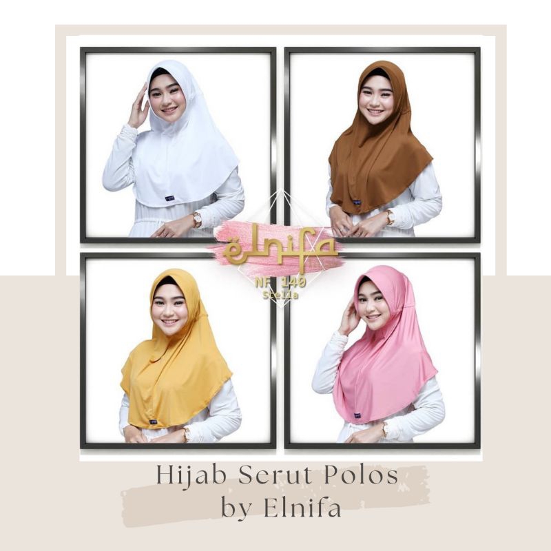 Elnifa - Hijab Instan Bergo Daily Serut Polos