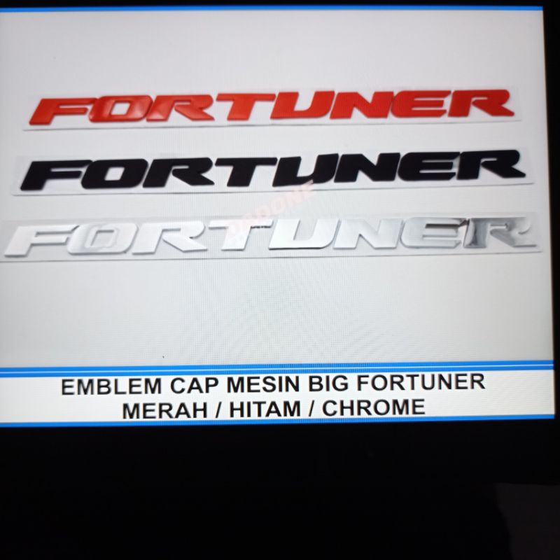 emblem depan kap mesin mobil toyota fortuner tempel merah hitam chrome crome