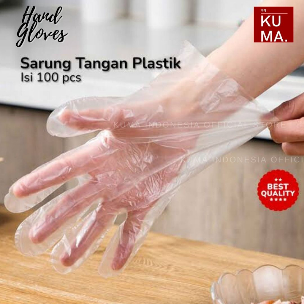 KUMA Sarung Tangan Plastik Isi 100pcs Plastic Hand Glove