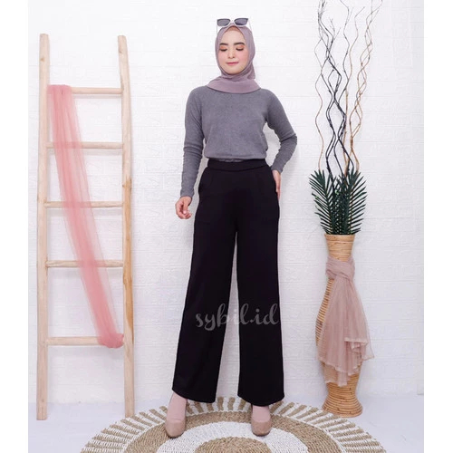 Celana Kulot Highwaist Wanita Kekinian Ala Korea Basic HW Pinggang Karet Clana Culotte Panjang Premium Long Cullote Scuba Premium