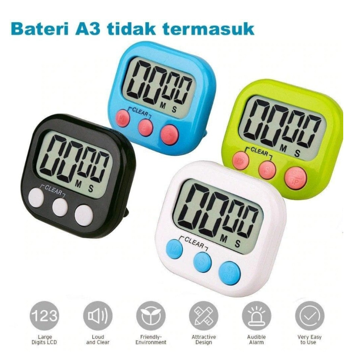 Digital Kitchen Timer Alarm Dapur Masak Clock Stopwatch Jam Digital