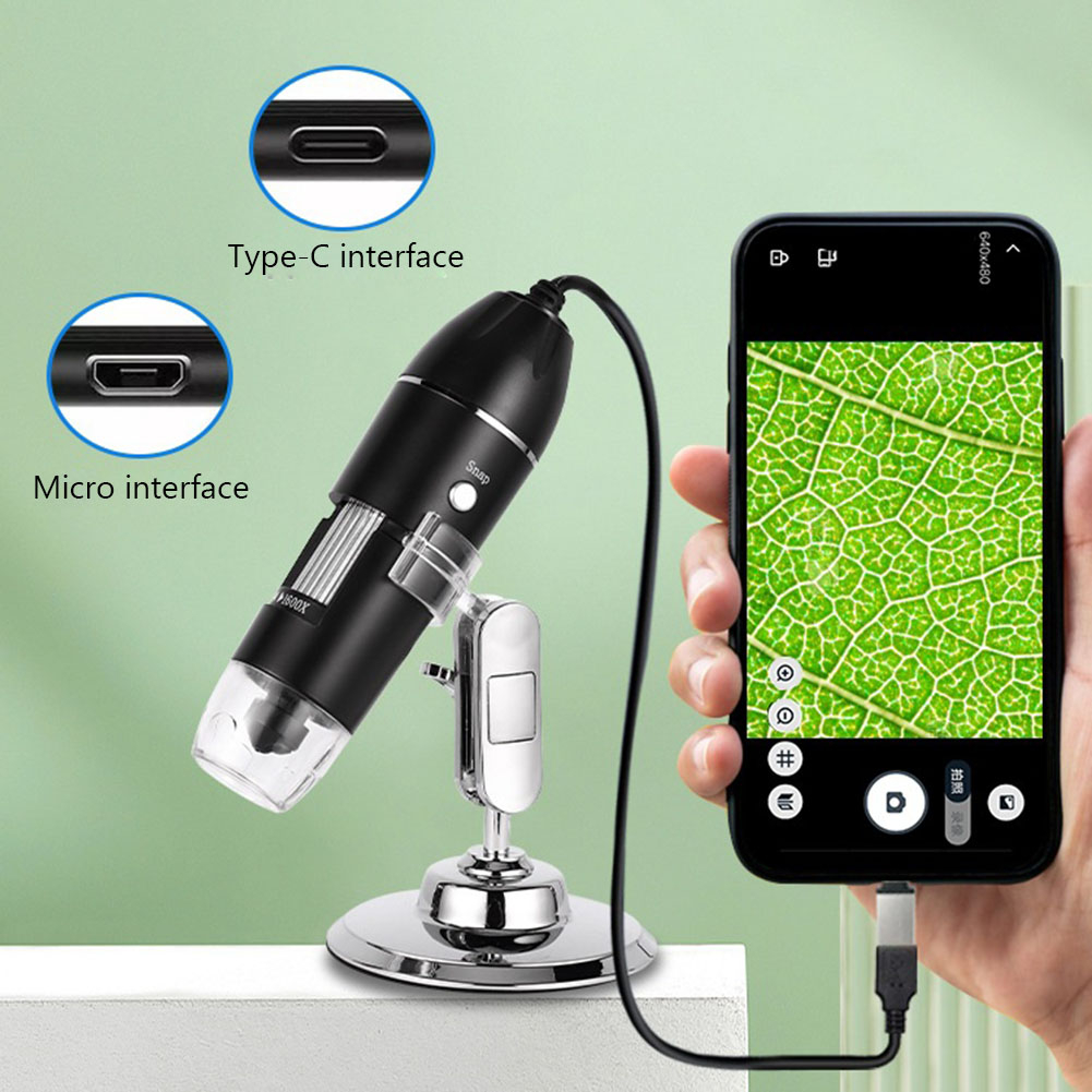 Mikroskop Digital Portable 1600x Magnification LED Light - A16 - Black