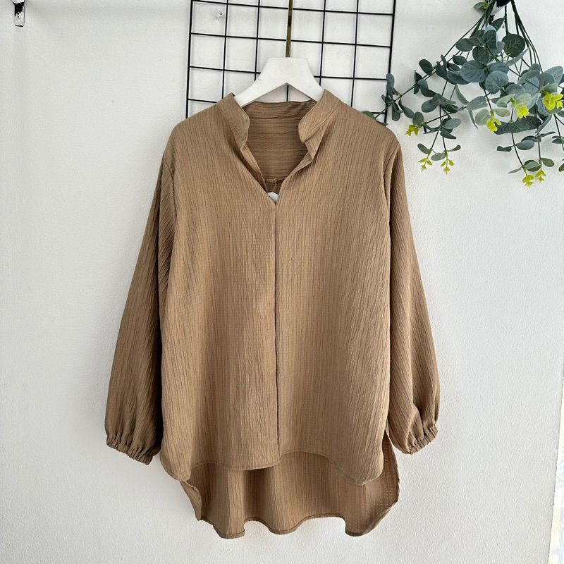 kemeja Wanita Lengan Panjang Bahan Ladycrush Import / Atasan Wanita basic Kode 143