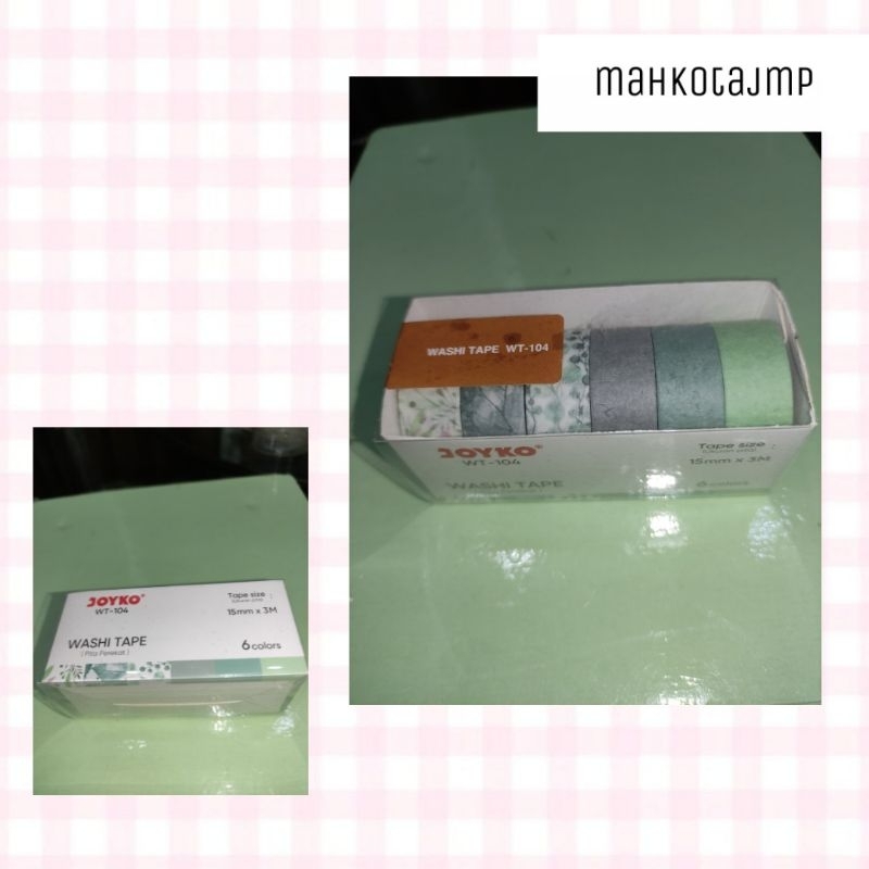 

ISOLASI KERTAS WASHI TAPE 1 SET ISI 6PCS JOYKO PITA PEREKAT WARNA LUCU WT-104