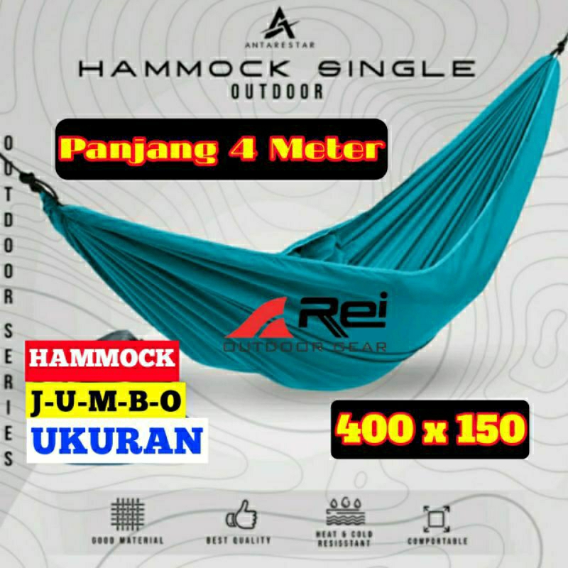 Rei Hammock Jumbo 4 meter Super Kuat. ayunan single. hammock single. ayunan pohon. murah. outdoor. c