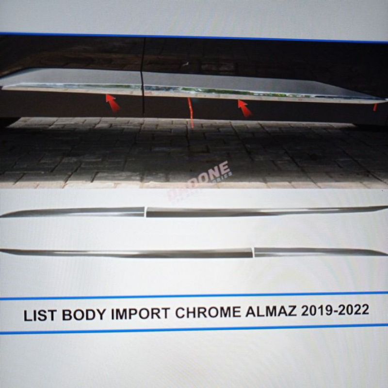 lis body bodi samping mobil wuling almaz 2019 2020 2021 chrome crome