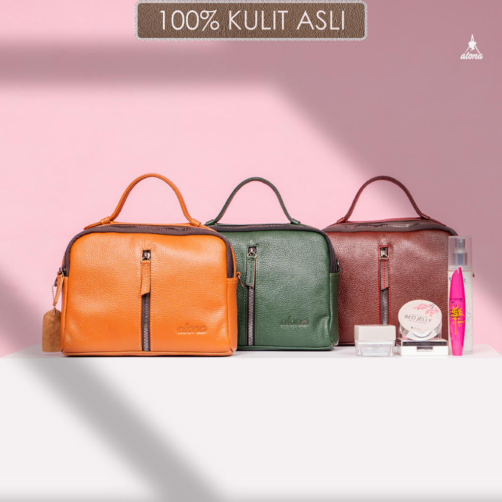 Tas Wanita Kulit Branded Model Terbaru bahan Kulit Sapi Asli desain Elegan dilengkapi Tali 140 cm ad