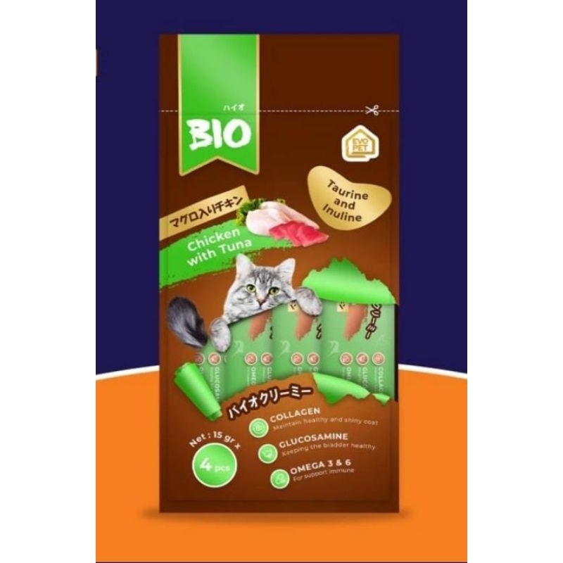 cemilan kucing bio creamy treats 60gr snack untuk kucing