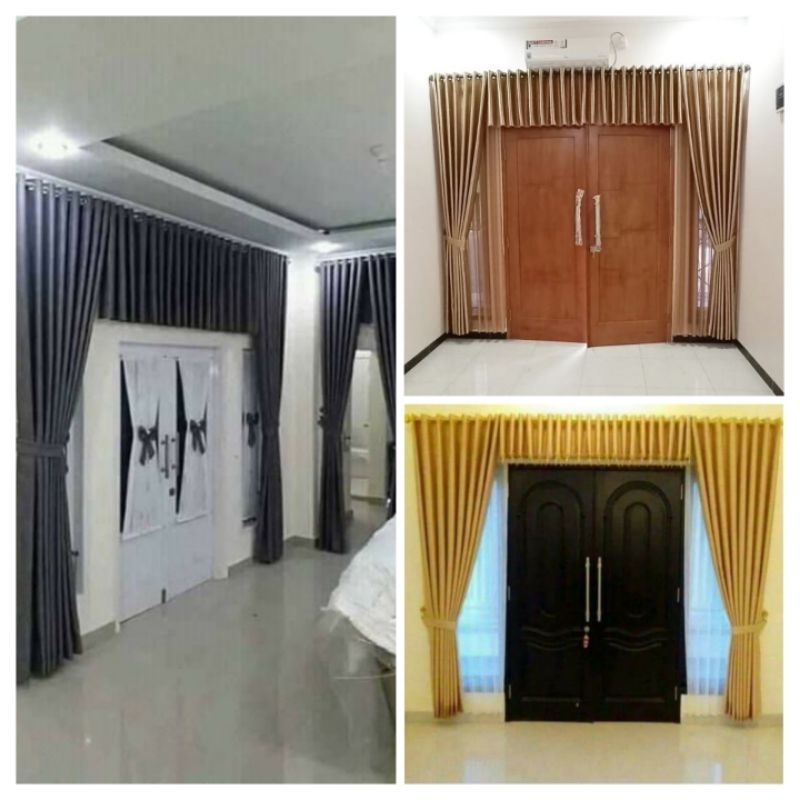 Gorden Pintu Tengah Ruang Tamu Satu Set 3 Meter Gorden Blackout Premium Tebal (Import) Gorden Blacko