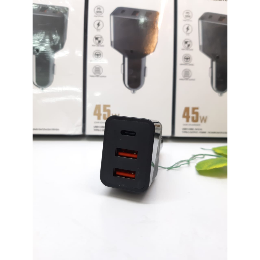 Adapter Mobil Lenyes CA879 45W Car Charger 3.1 PD 30W Fast Charging Power Delivery Adapter Hp Mobil