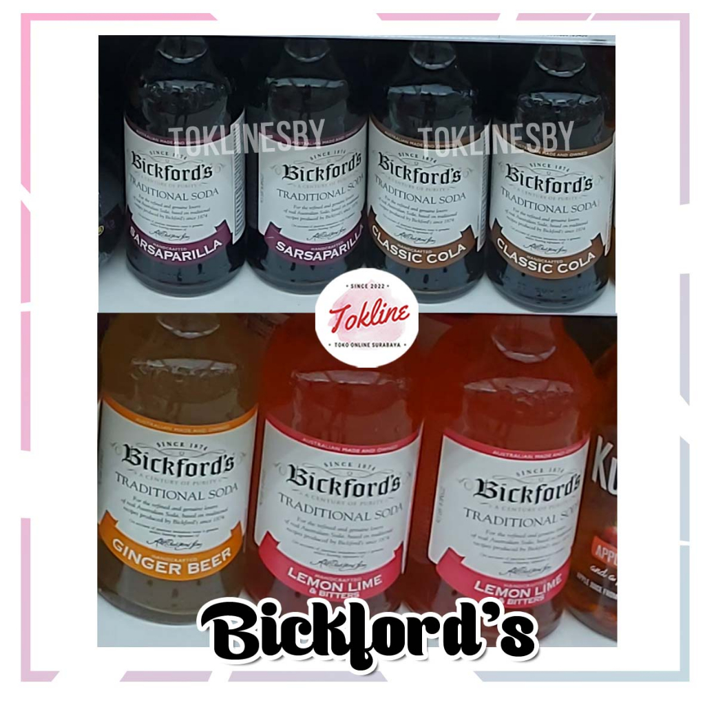 

[ 1 paket isi 6 botol ] BICKFORD'S BICKFORDS Traditional Soda Sarsaparilla Classic Cola Ginger Beer Lemon Lime - 275ml