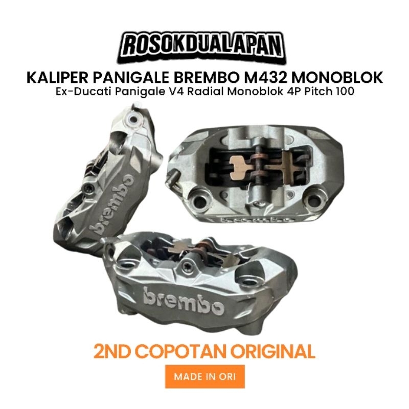 Kaliper Depan Kanan Kiri Copotan Ducati Brembo M432 Monoblok 4P Pitch 100 Second Original