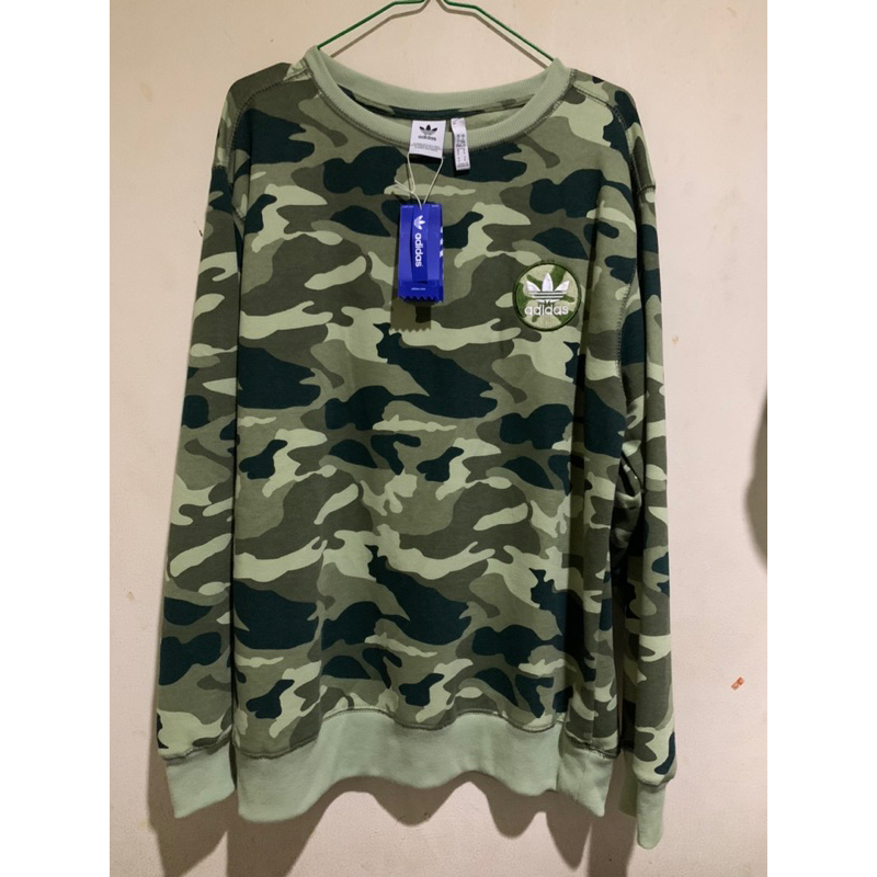 crewneck adidas trefoil camo small logo original (bnwt) new