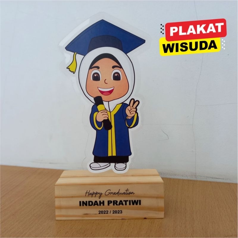 plakat wisuda akrilik biru