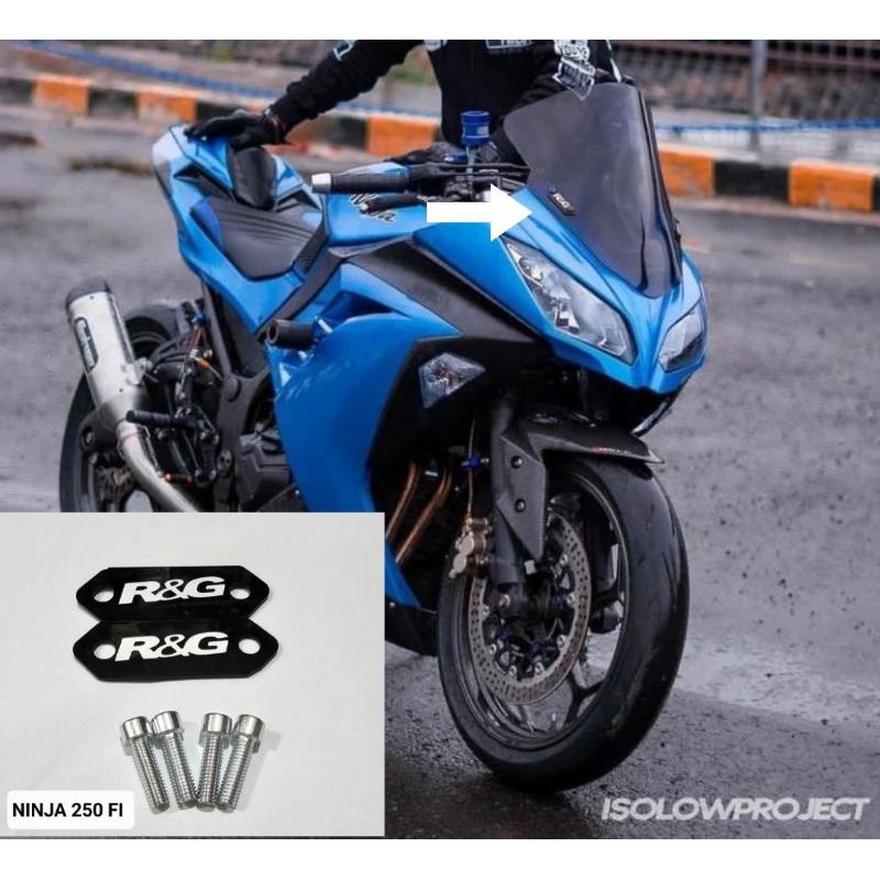 Mirorr blanking kawasaki ninja 250 fi lama bahan akrilik kiri kanan free baut 4 pcs