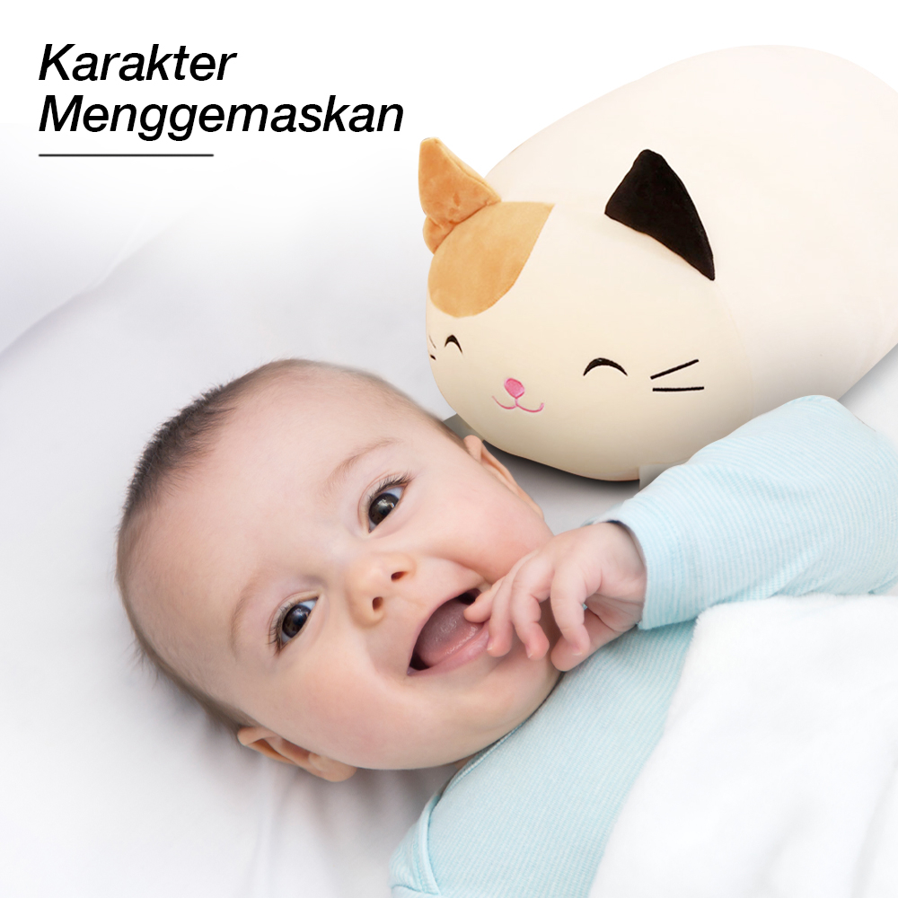 Boneka Bantal Karakter Kucing Lucu Plush Stuffed Toy - ZN91 - Cream