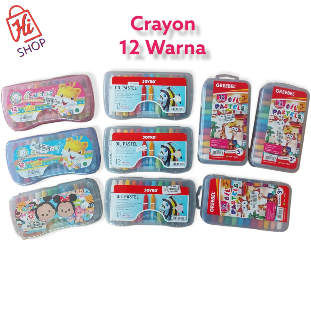 

[Variasi] - Back To School Crayon 12 warna Joyko Titi Greebel Oil Pastel Krayon Warna Non Toxic