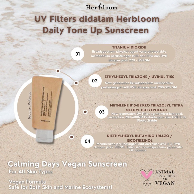 HERBLOOM KOREAN VEGAN SUNSCREEN | CALMING DAYS | DAILY TONE UP 50ML