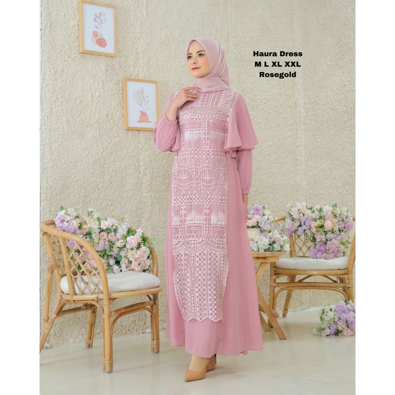 Dress Pesta Mewah / Gamis Haura Dress Tile Sapto Rompi Lepas Pasang /Gamis Kondangan / Gamis / Gamis Pesta / Dress / Gamis Lamaran /  Dress Terbaru / Gamis Seragaman / Gamis Tile / Gamis Brokat /