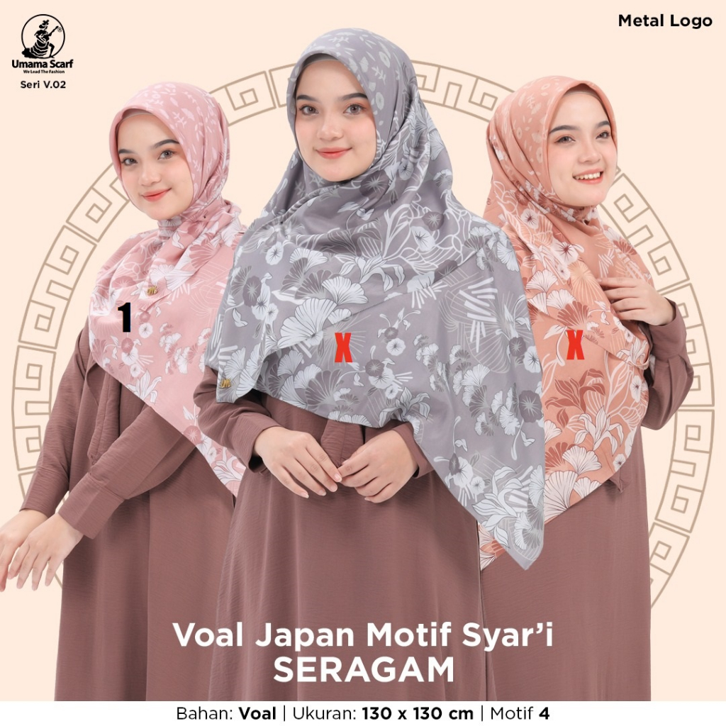 Kerudung Segi empat syar'i Voal -  Umama Voal Japan Motif Syar'i