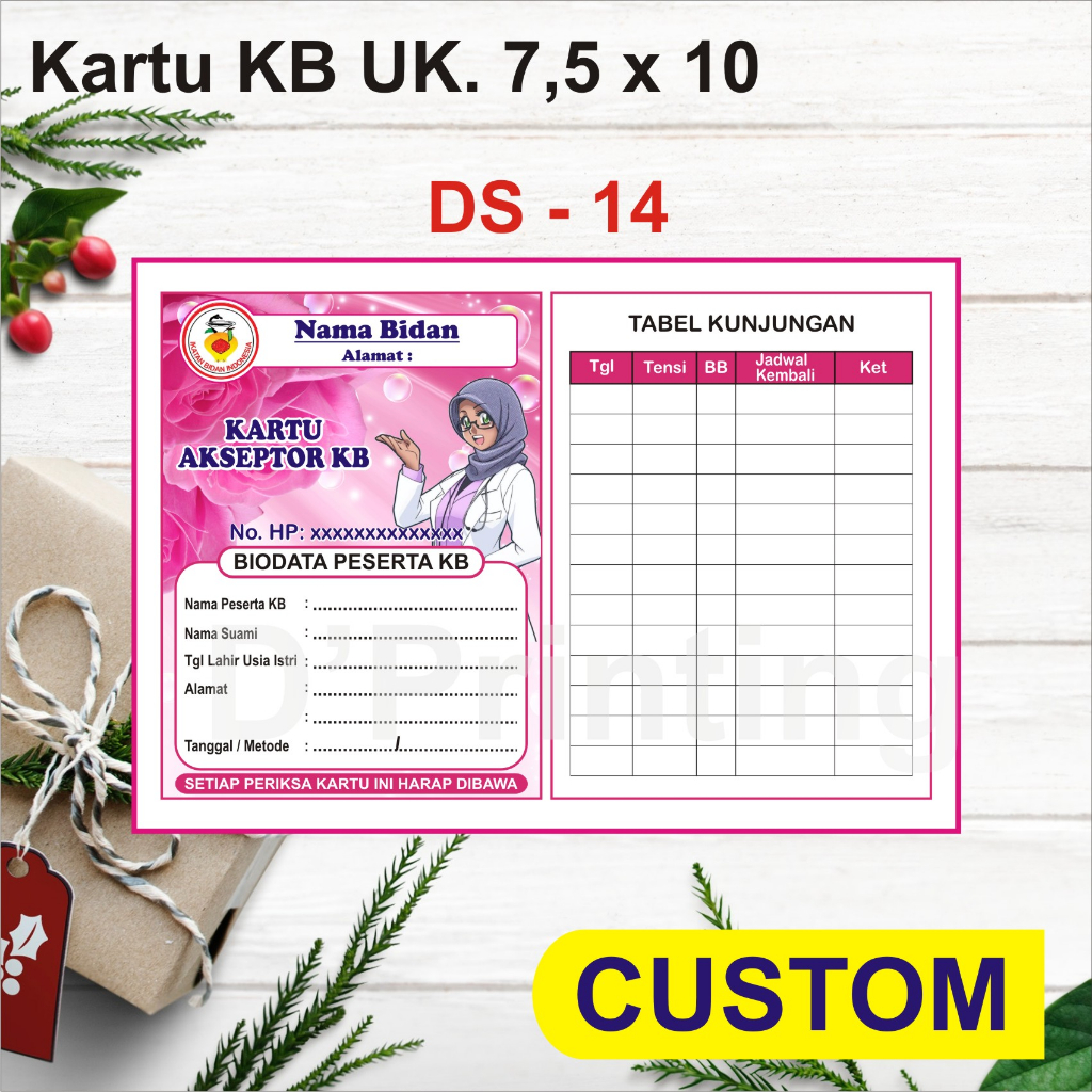 

kartu akseptor KB, Kartu KB TANPA LIPAT CUSTOM