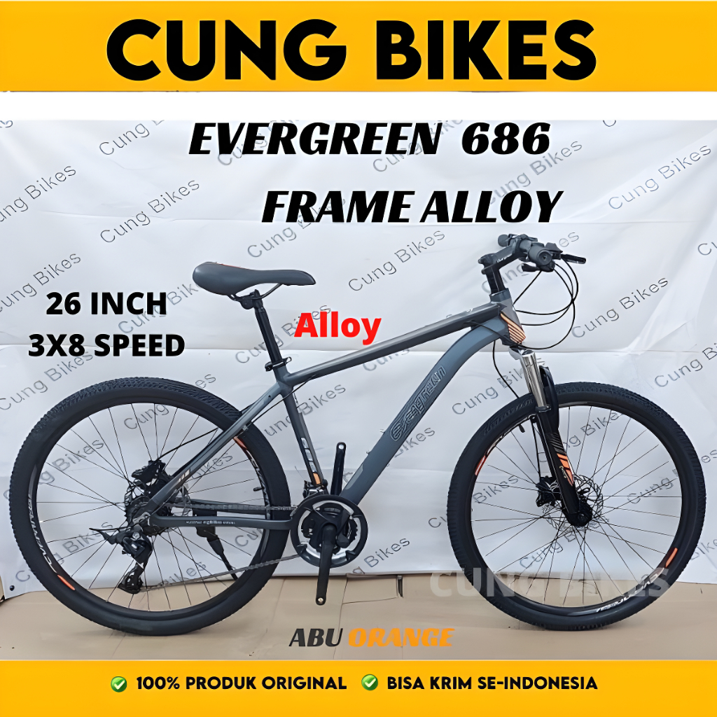 Sepeda gunung MTB 26 Inch Evergreen Ranger 686 Frame Alloy