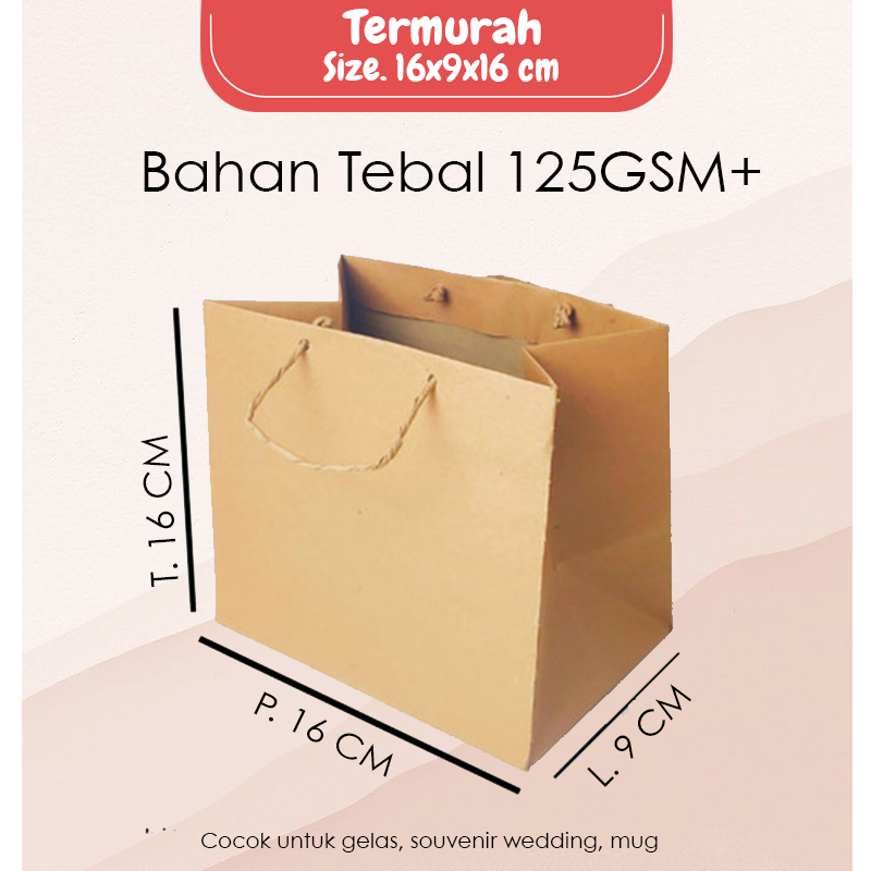 

Paper Bag Coklat Polos MUG Size. 16x9x16 CM / Paperbag Polos Packing Olshop Online Shop / Papper Bag Cokelat Polos Packaging Online Shop