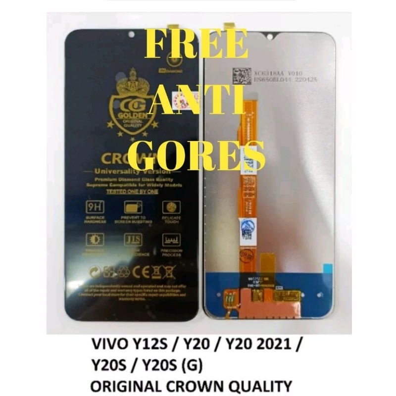 Lcd Torchscreen Hp Fullset Vivo Y12S / Y20 / Y20 2021 / Y20S / Y20S <G> Original Crown Quality . Fre