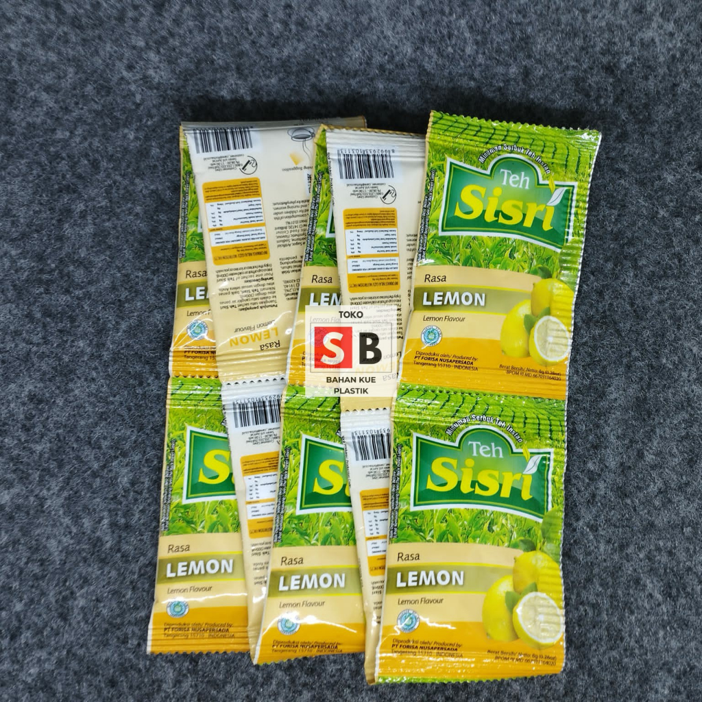 

TEH SISRI LEMON / LEMON COLA RENCENG ISI 10 SACHET 8 GR MINUMAN SERBUK RASA TEH LEMON KOLA