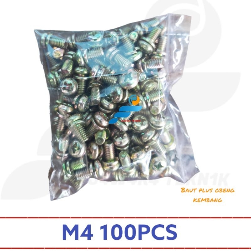 baut M4 100pcs baut kembang plus