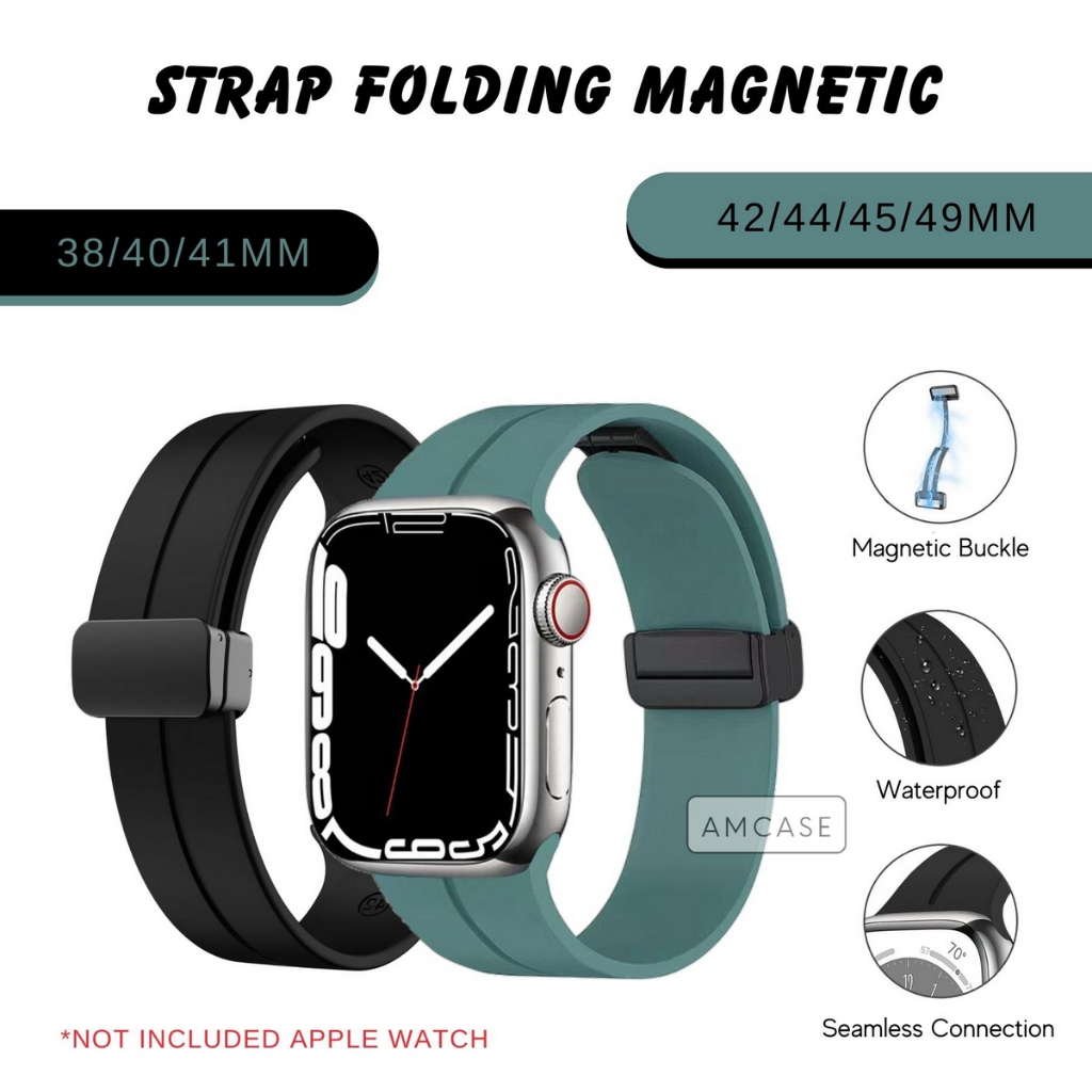 ( STRAP ONLY ) FOLDING MAGNETIC | TALI STRAP APPLE WATCH BUCKLE MAGNET - SERIES ULTRA 8 7 SE 6 5 4 3 2 1 | SIZE 38mm 40mm 41mm 42mm 44mm 45mm 49mm | Tali strap sport band iwatch smartwatch