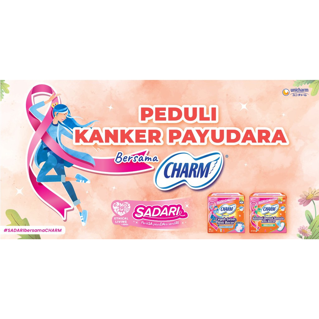 Charm Pembalut Wanita Sayap dan Non Sayap Body Fit Maxi Extra Ukuran 23 Cm isi 30