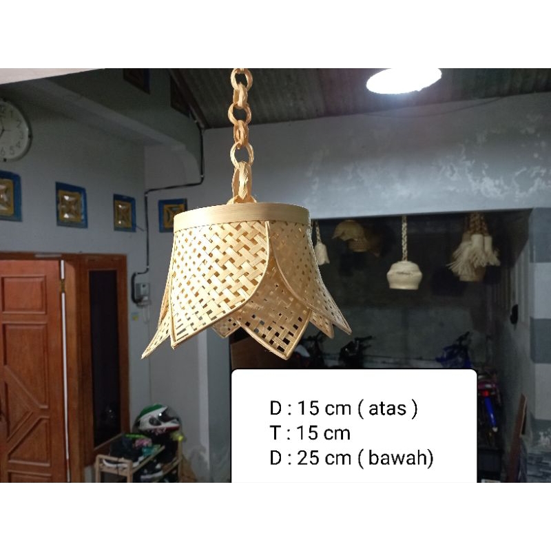 Kap Lampu Bambu | Kap Lampu Gantung | Lampu Hias | Lampu unik | Lampion | Lampu Unik | Anyaman Bambu