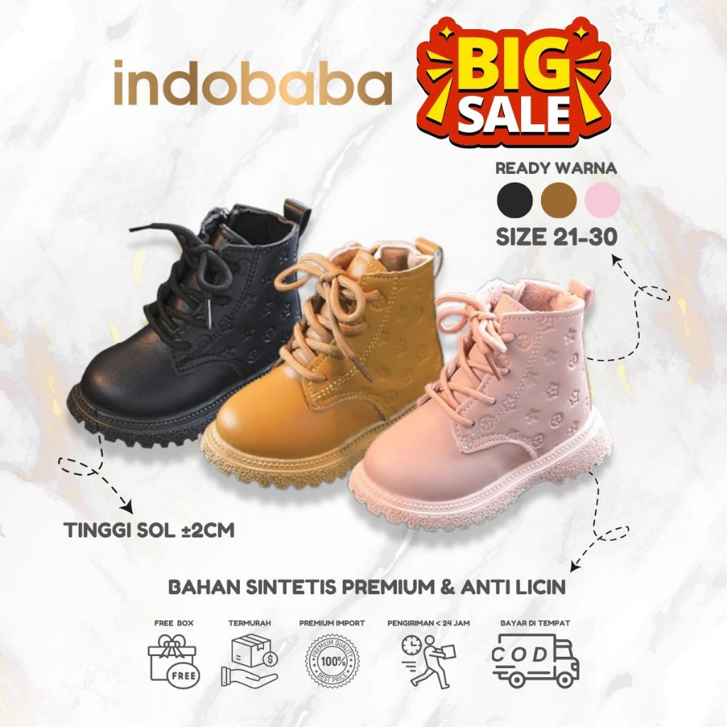 indobaba Sepatu Boots Anak Import Sport Fashion Sepatu Anak perempuan 1-7 Tahun S122