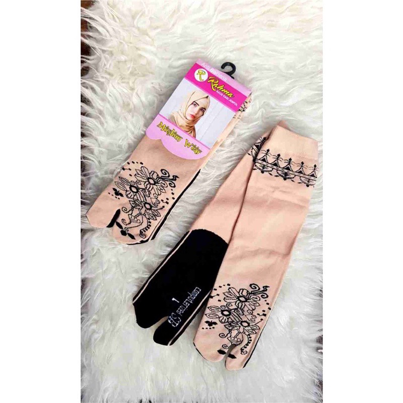 KAOS KAKI MUSLIMAH JEMPOL MOTIF ALAS HITAM Kaos Kaki Wanita Muslimah Termurah