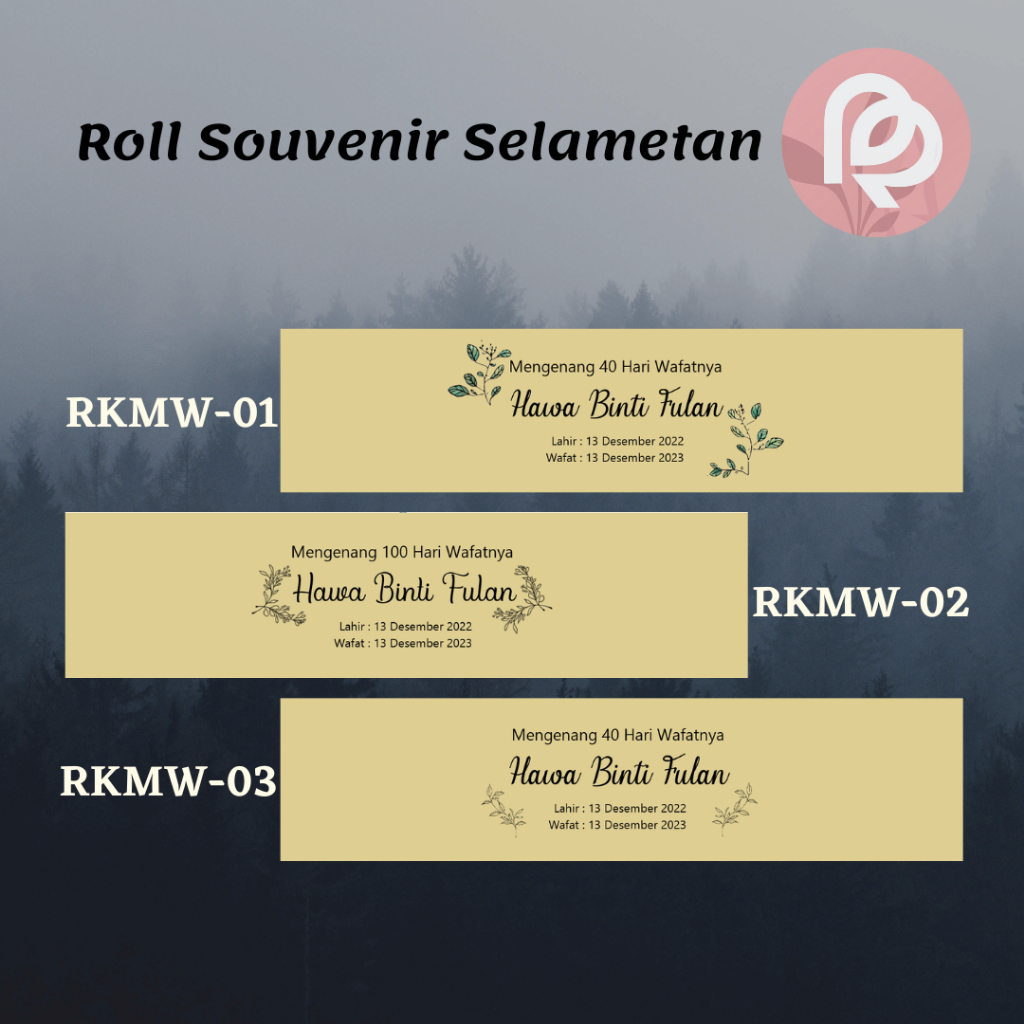 ROLL SOUVENIR SELAMETAN 40 HARI WAFATNYA , 100 HARI , KERTAS COKLAT CUSTOM