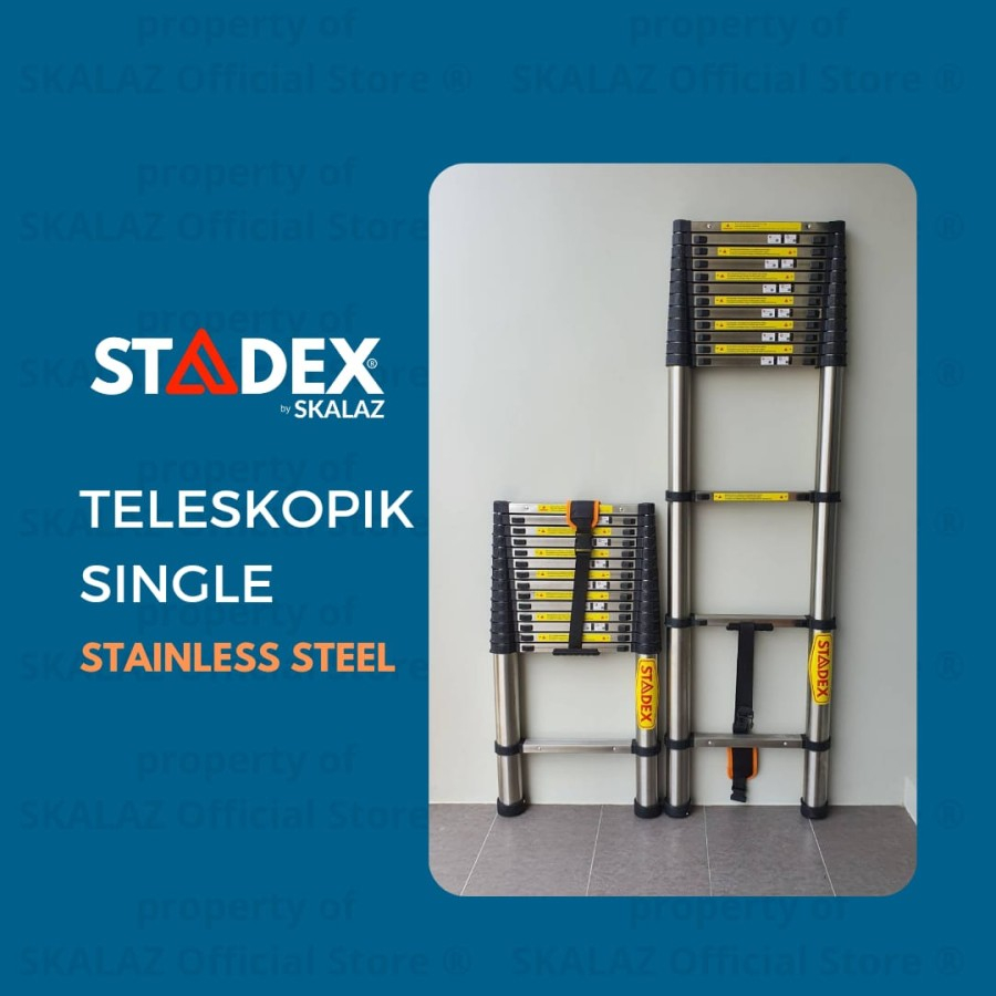 Tangga Teleskopik 4.4 Meter Single Stadex Stainless Steel