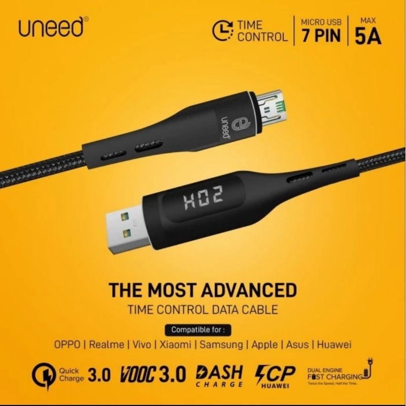 Uneed Time Control Kabel VOOC, Dual Engine, QC Max 5A - UCB40M