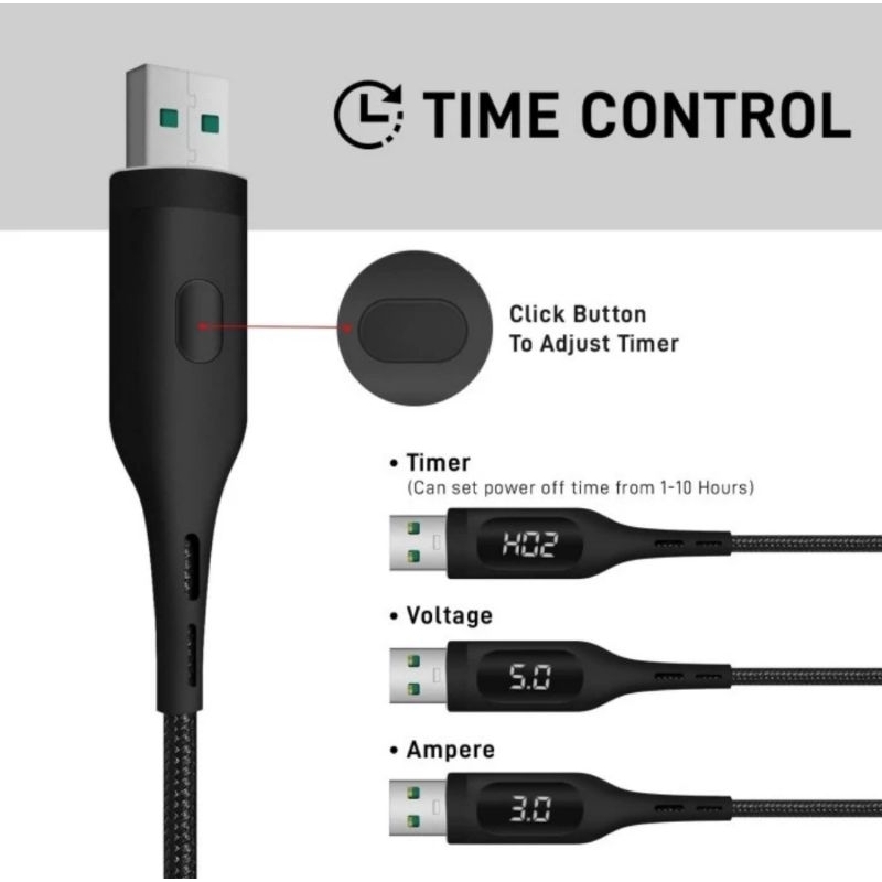 Uneed Time Control Kabel VOOC, Dual Engine, QC Max 5A - UCB40M