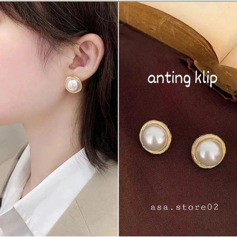 Anting Klip Round New/Anting Jepit Hijab