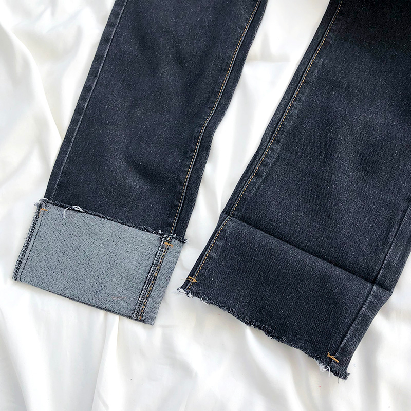 Celana jeans panjang wanita baru slim-fit high-waist straight-leg wide-leg jeans