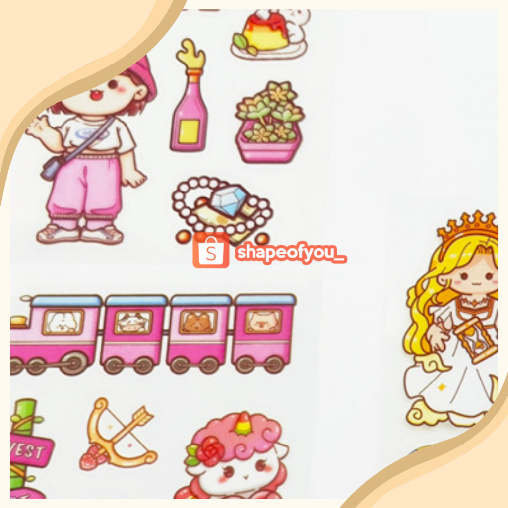 Stiker 2D Motif Kartun Korea Lucu 100 Lembar Anti Air Dekorasi Handbook Scrapbook DIY Stiker Kartun Tahan Air PET