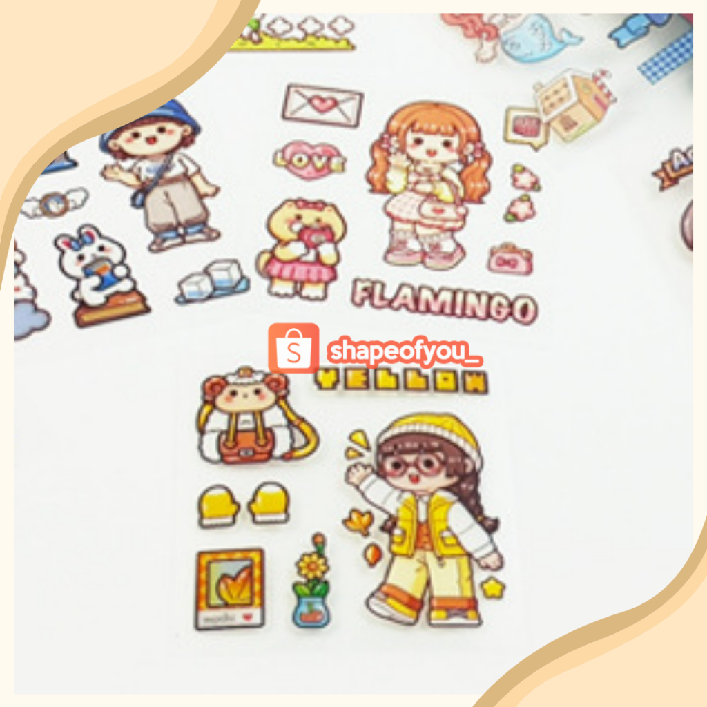 Stiker 2D Motif Kartun Korea Lucu 100 Lembar Anti Air Dekorasi Handbook Scrapbook DIY Stiker Kartun Tahan Air PET