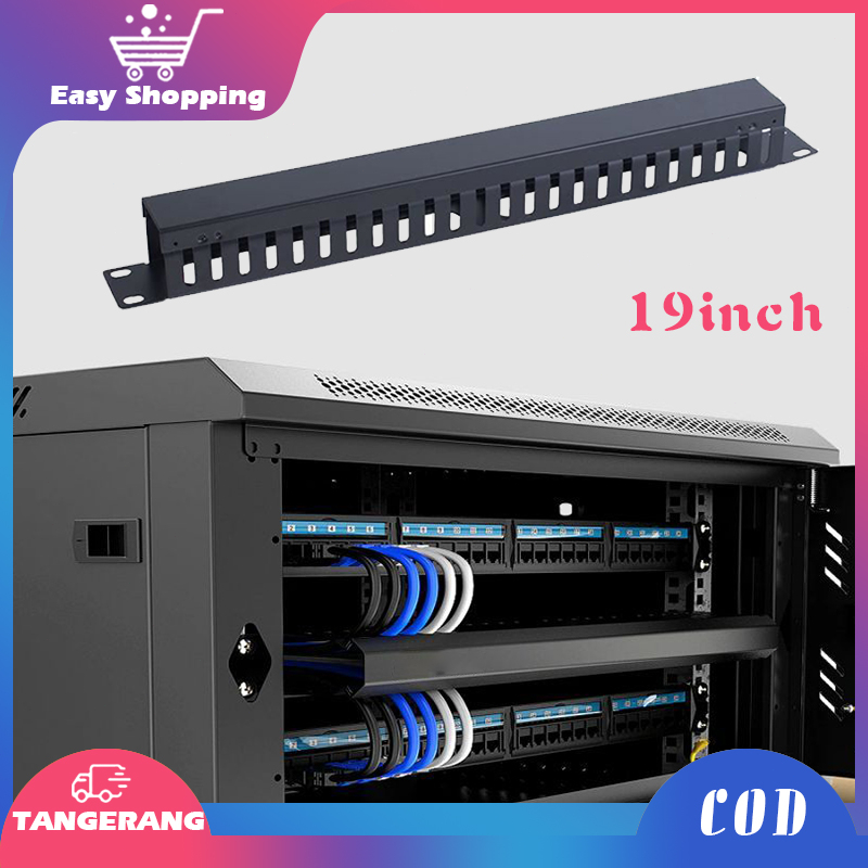 19 Inci Wire Management 1U Metal Jalur Kabel Rak Server Untuk Rack Server Cable Manager