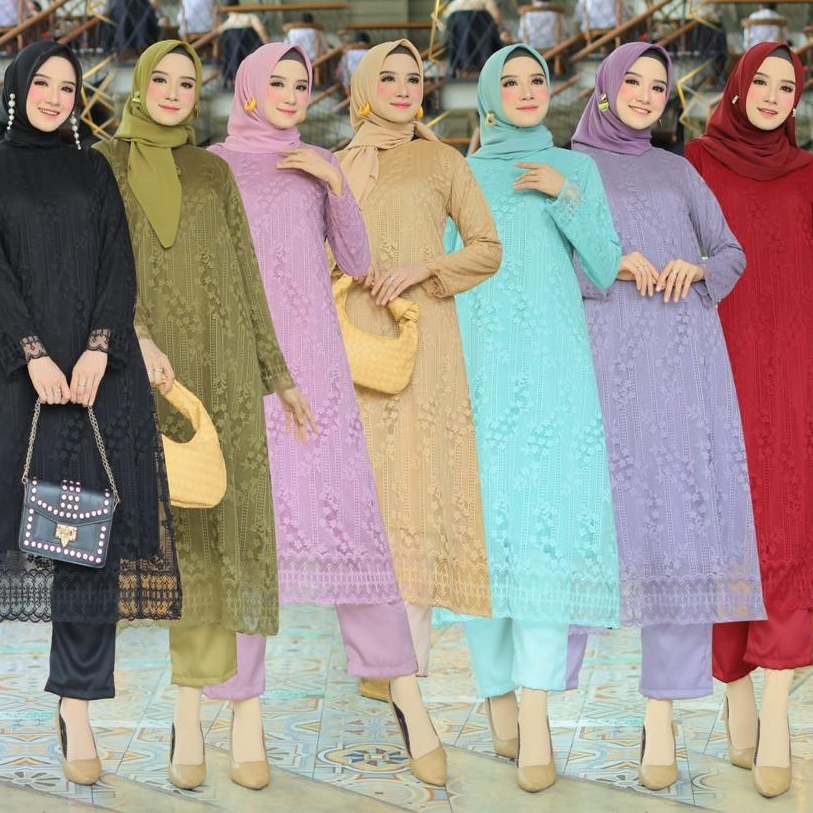 Asteria set setelan baju dan celana kondangan baju kondangan pesta setelan brokat murah Terbaru modi