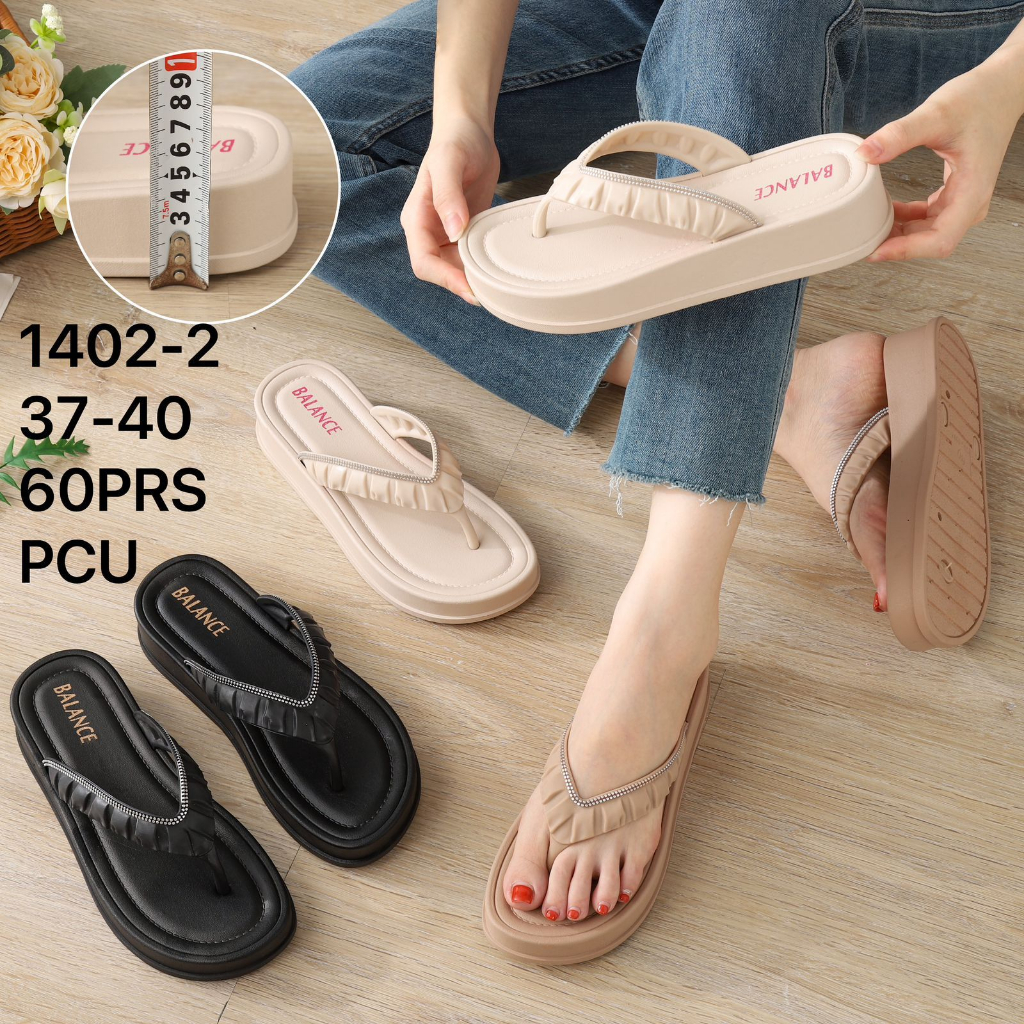 Sandal Jepit Wanita Wedges Bahan Karet PREMIUM PCU balance 1402-2