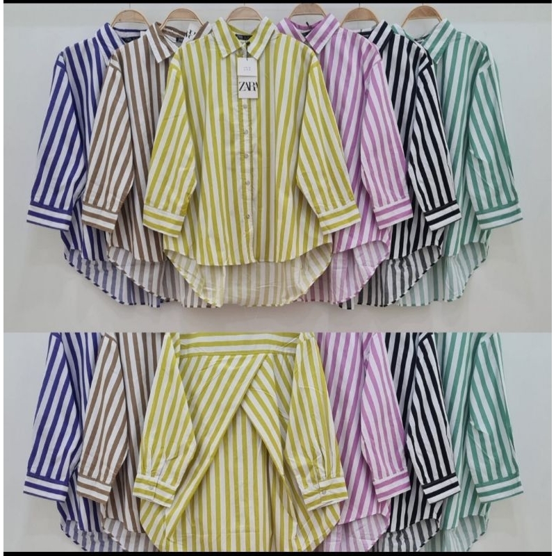 kemeja katun salur zara prenium silang blakang