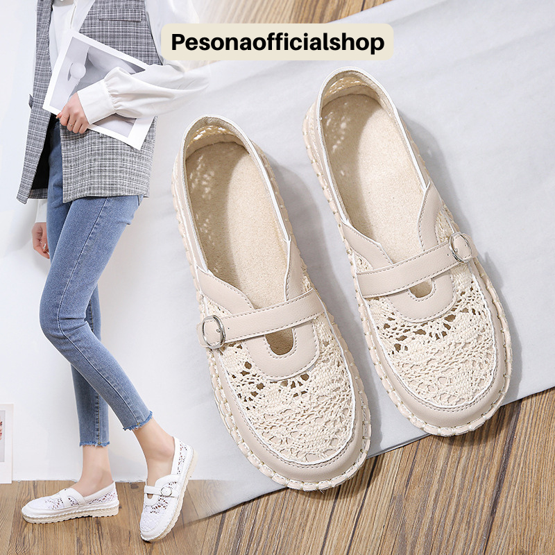 COD 665 Sepatu Sneakers Slip On Brukat Casual Wanita Premium