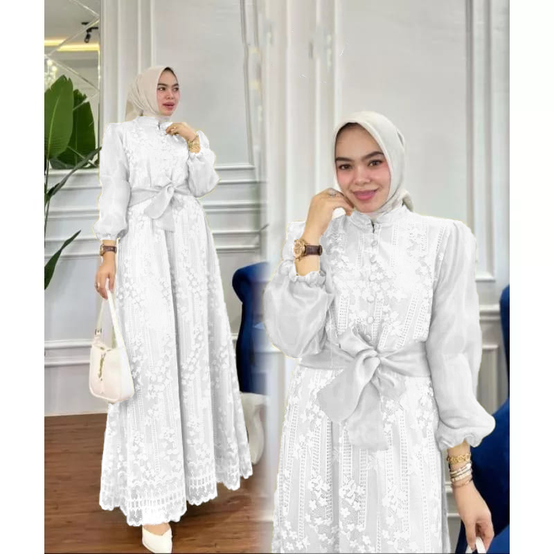 New Model Maxi Dress Brukat Aneska / Fashion Muslim terbaru / Bisa COD