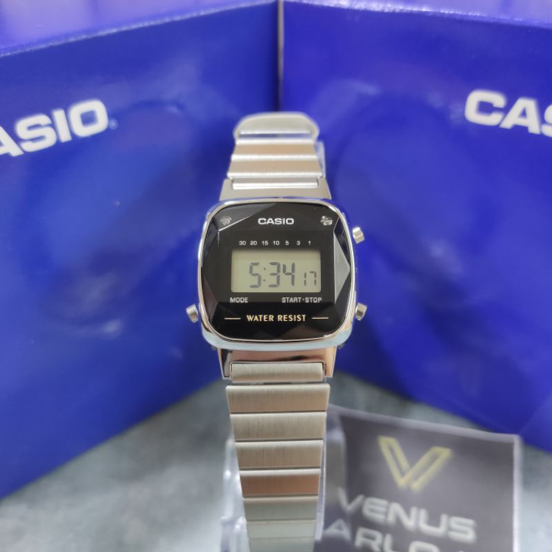 Jam Casio CS LA 670WAD 1DF LA-670WAD-1DF Wanita Rantai Silver Segi Digital